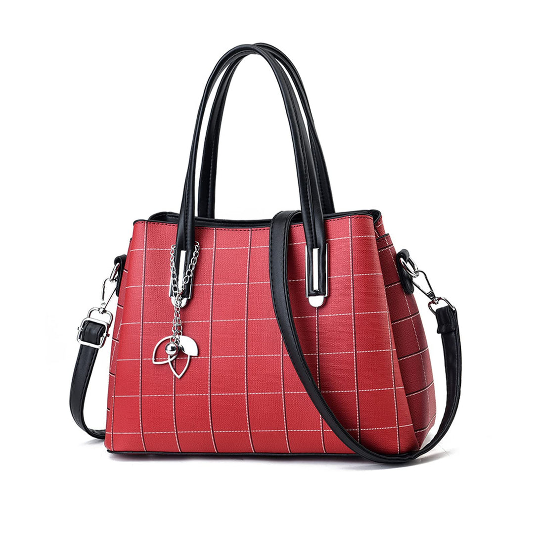 NICOLE & DORIS Damen Handtasche Mittelgross Elegant Handtaschen Karierte Tasche PU Leder Schultertas