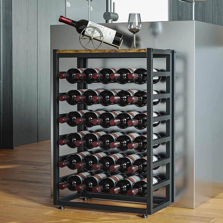 Dripex Weinregal für 30 Flaschen, Flaschenregal mit 6 Etagen, Vintage Weinständer Metall für Keller,