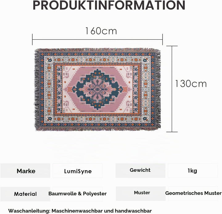 LumiSyne Baumwolle Gewebt Decke Überwurf Mit Quast Bohemian Ethno Stil Azteken Navajo Überwurfdecke