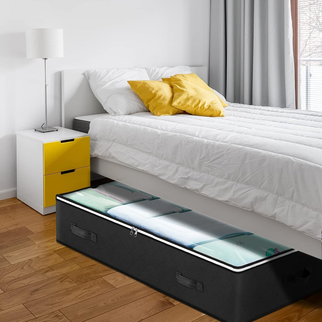 Budding Joy 6 Stück 90L Unterbettkommode, Aufbewahrungsbox mit Deckel Faltbare Unterbett Aufbewahrun