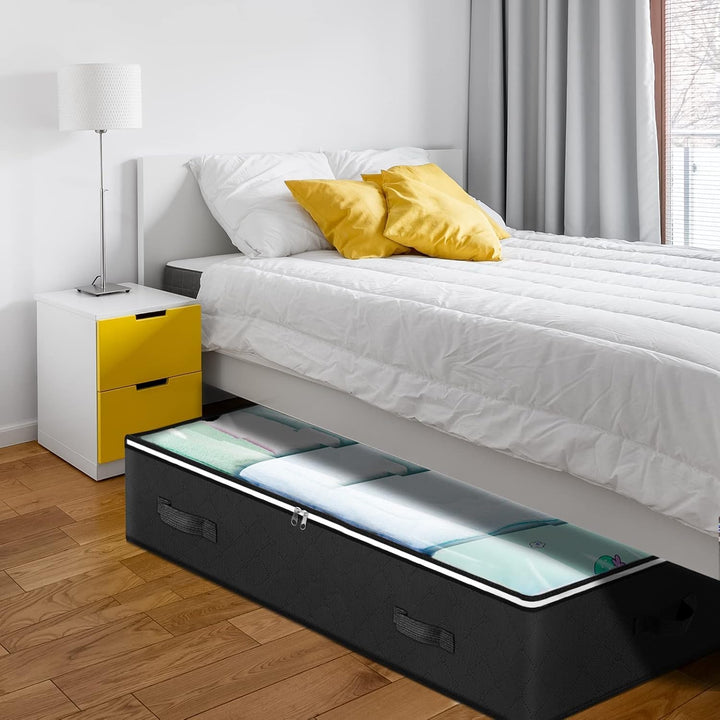Budding Joy 6 Stück 90L Unterbettkommode, Aufbewahrungsbox mit Deckel Faltbare Unterbett Aufbewahrun