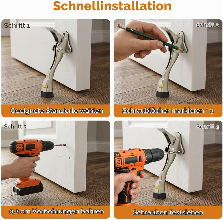 Türstopper, 2 Packungen Kickdown-Türstopper mit One-Touch, verstellbare Höhe und Gummispitze, 10,2 c
