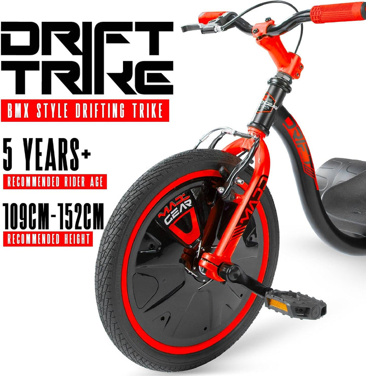 MGP Madd Gear Drift-Dreirad für Kinder ab 5 Jahren (Schwarz/Rot), Schwarz/Rot