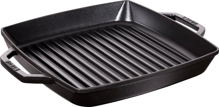 Staub 40511-683-0 Grillpfanne, rechteckige mit zwei Griffen, 28 cm, Gusseisen, schwarz Schwarz 39 x
