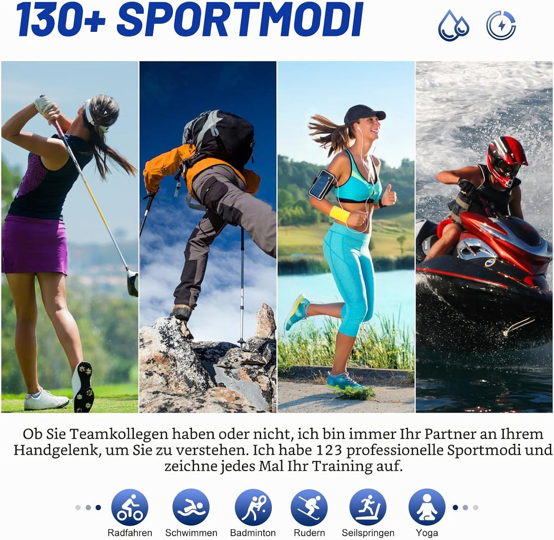 Smartwatch Damen mit Telefonfunktion 1,57 Zoll Fitnessuhr Damen mit 130 Sportmodi AI Voice IP68 Wass