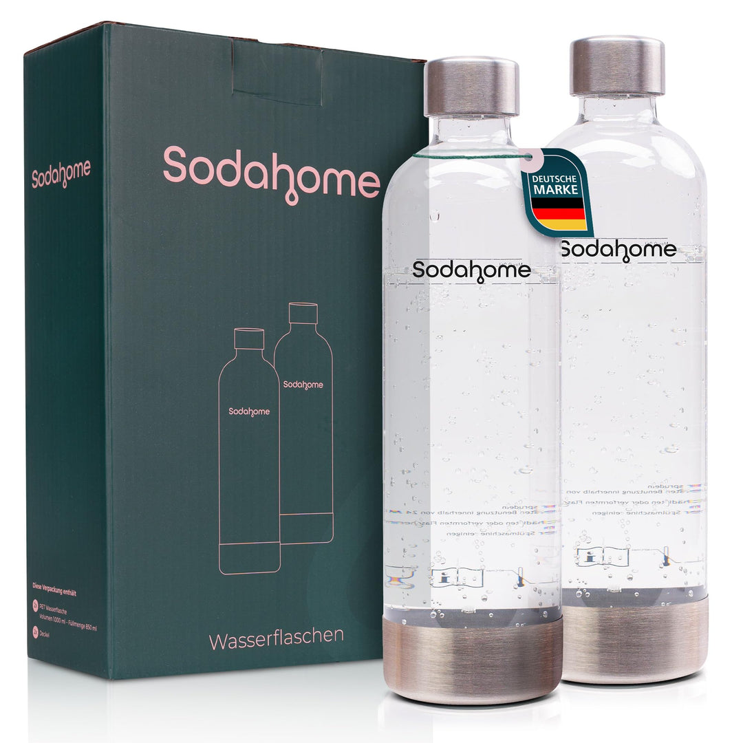 2x 0,85L PET Wasserflaschen Doppelpack - Ersatzflaschen für Wassersprudler mit Schraubgewinde - komp