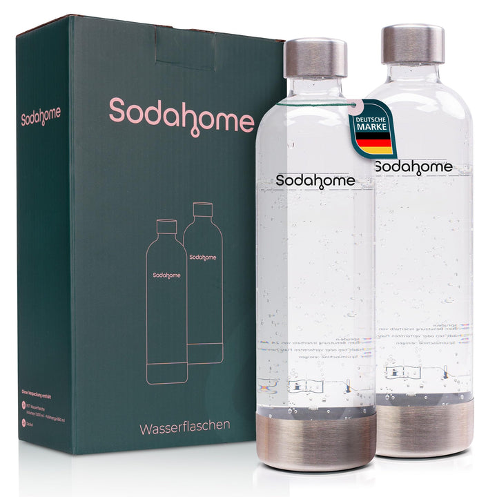 2x 0,85L PET Wasserflaschen Doppelpack - Ersatzflaschen für Wassersprudler mit Schraubgewinde - komp