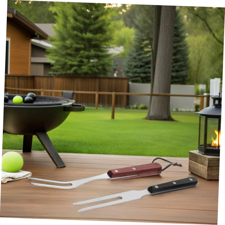 Garneck 2stücke Edelstahl Fleischgabel Mit Hitzebeständigem Holzgriff Grosse Grillgabel Für Outdoor-