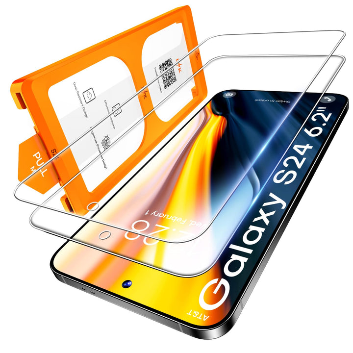 LϟK für Samsung Galaxy S24 für Panzerglas, 2 Stück HD-Hartglasfolie + 2 Stück Kameraschutz, [Auto-In
