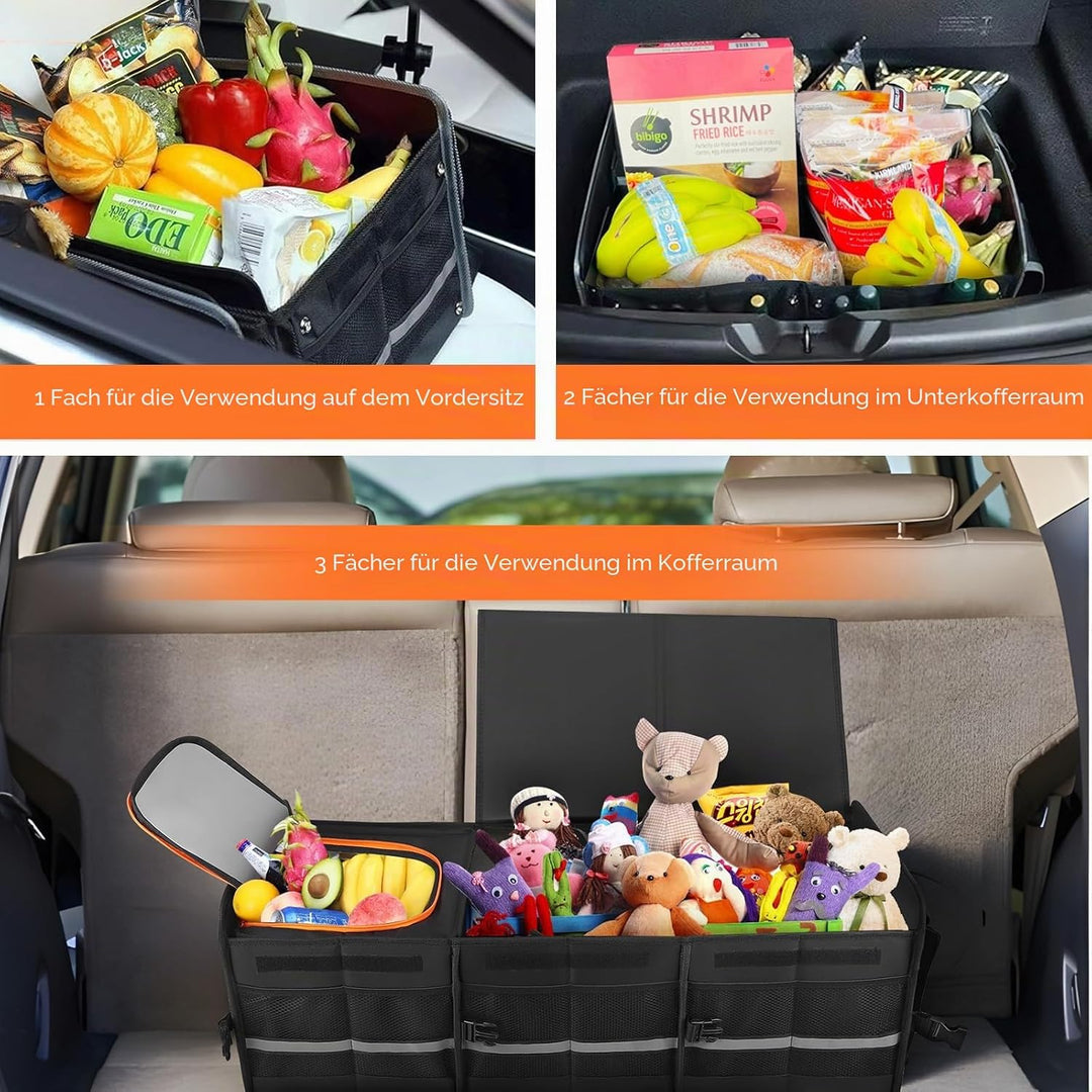 Kofferraum Organizer 115L, 90L Auto Organizer mit 25L Herausnehmbarer Isoliertasche, Kofferraumtasch