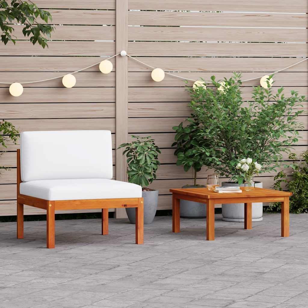 vidaXL Akazienholz Massiv Gartenmöbel 2-TLG. mit Auflagen Sofa Lounge Sitzgruppe Tisch Gartensofa Mi