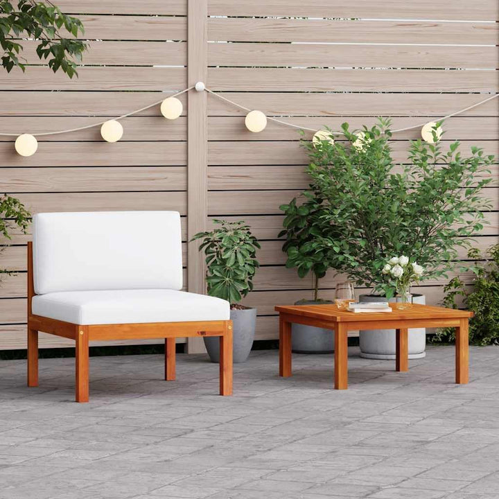 vidaXL Akazienholz Massiv Gartenmöbel 2-TLG. mit Auflagen Sofa Lounge Sitzgruppe Tisch Gartensofa Mi
