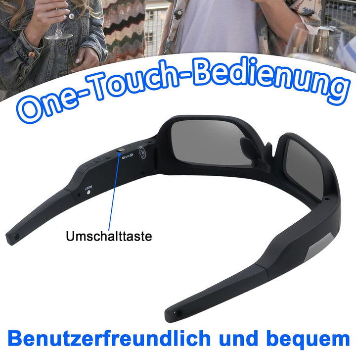 TANGMI Brille Kamera 4K, Action Cam für Motorrad Outdoor, Polarisiert 32GB | Videobrille, Sportkamer
