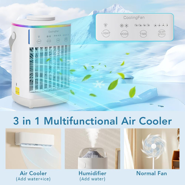 Mini klimaanlage, Mini Luftkühler mit 700ml Tragbare Mobile Klimaanlage, 4 Luftgeschwindigkeiten &amp; 3