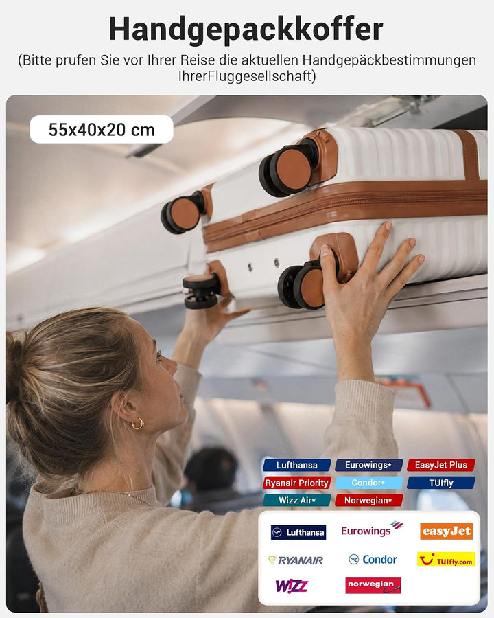 KONO Koffer Reisekoffer Trolley Kofferset 3 Teilig von ABS+PC Hartschalenkoffer mit Zwillingsrollen