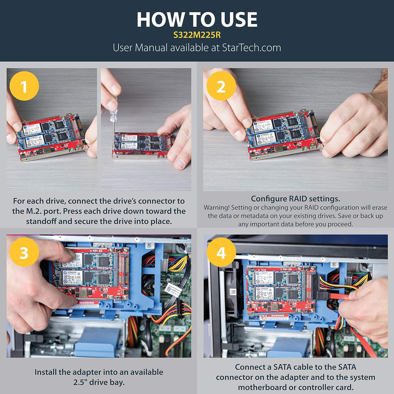 StarTech.com M.2 auf SATA Adapter - Dual Slot M.2 NGFF SSD Adapter für 2,5in Laufwerke - RAID 2.5in