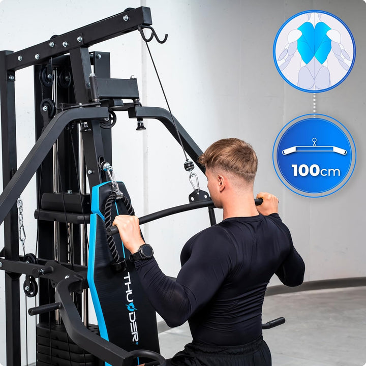 THUNDER Multifunktionale Kraftstation Home Gym Fitnessstation mit Kabelzug & Muskelaufbau Training Z
