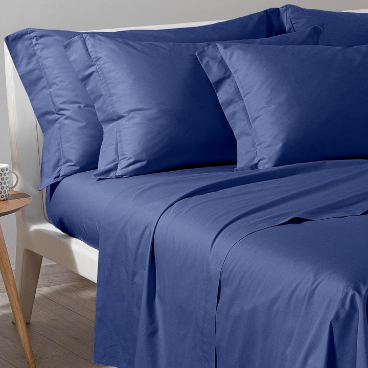 Caleffi - Bettwäsche-Set aus Baumwolle, einfarbig, Einzelbett, Blau