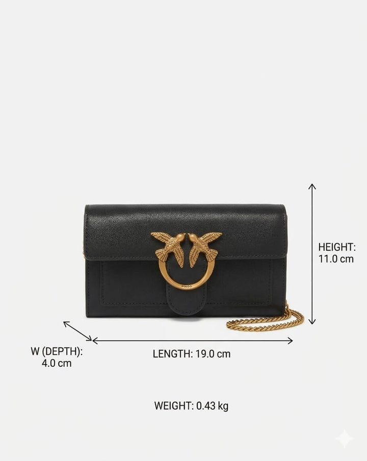 Pinko Damen Love ONE Wallet Liebe EINE GELDBÖRSE C Vitello SETA, Z99Q_Nero-Antique Gold