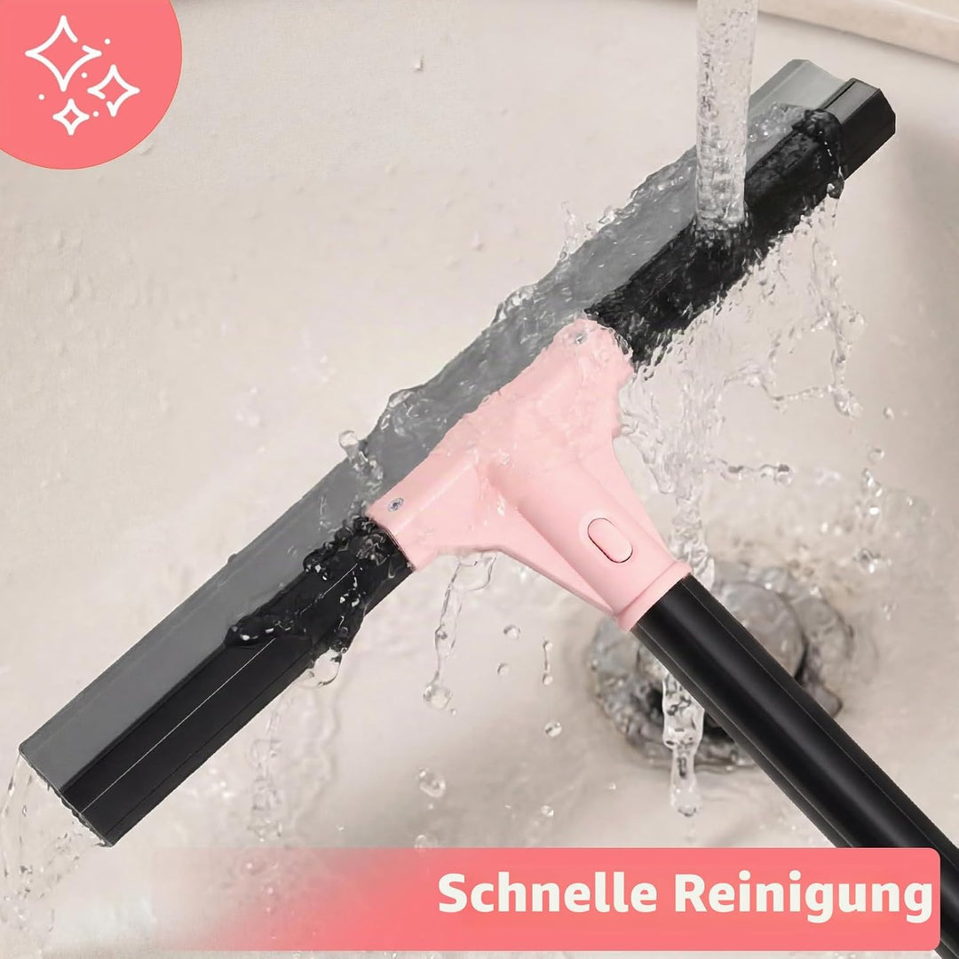 wlich Bodenabzieher Mit Stiel 154 cm, 60 cm Wasserschieber, Rosa/Schwarz | Grosse Abziehkante, Robus