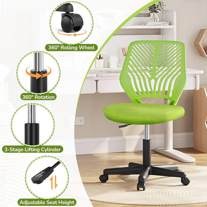 Yaheetech Bürostuhl Ergonomisch Schreibtischstuhl ohne Armlehnen Drehstuhl mit Rücklehne Arbeitsstuh