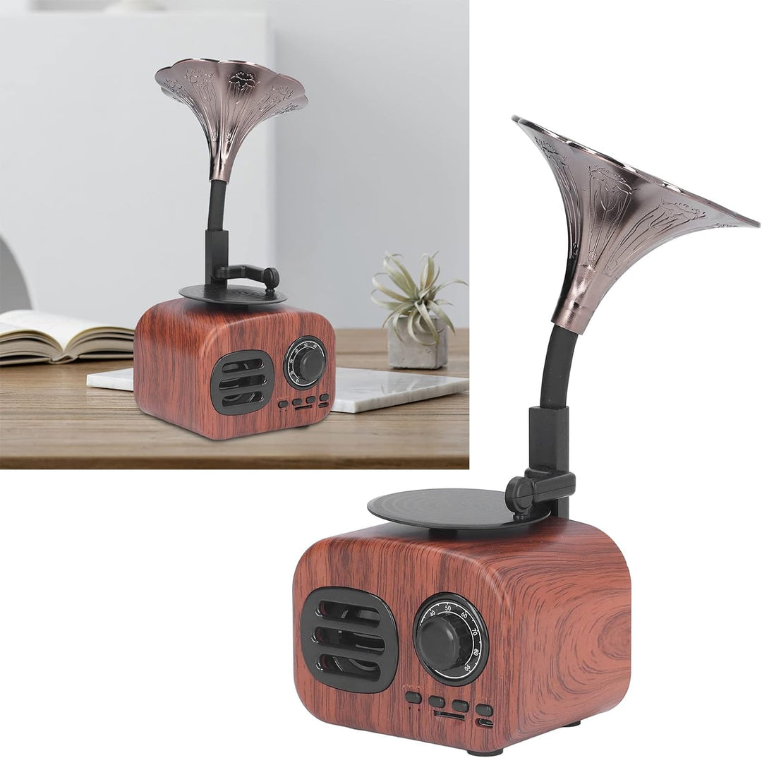 MOUMOUTEN Retro-Grammophon, Musikbox, tragbarer kabelloser Vintage-Lautsprecher, 5 W USB, wiederaufl