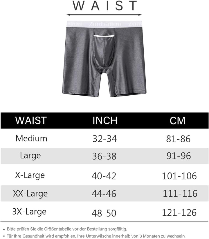 ZAIGELUO Herren Boxershorts Bambus Unterhosen Männer Retroshorts Lange Beine Bequeme Atmungsaktiv We