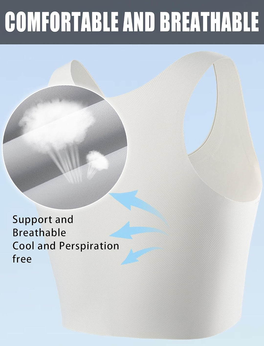 XUJI Brust Binder Trans FTM Atmungsaktive Kompression Nahtlos Top für Transgender 4XL Weiss, 4XL Wei