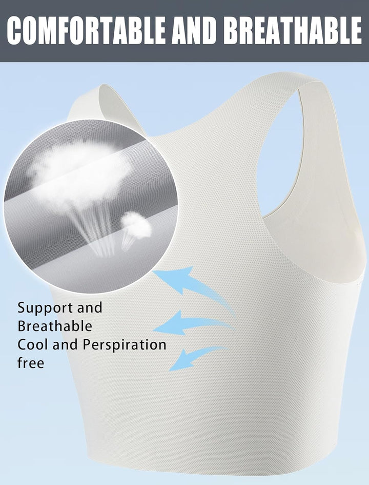 XUJI Brust Binder Trans FTM Atmungsaktive Kompression Nahtlos Top für Transgender 4XL Weiss, 4XL Wei