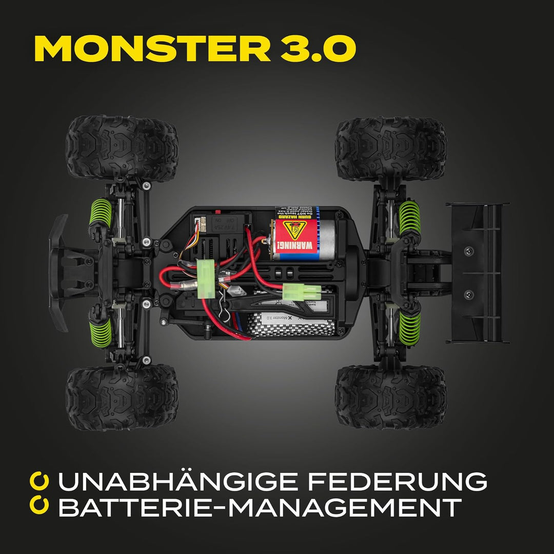 Overmax X-Monster 3.0 Truck Ferngesteuertes RC Auto 45 km/h, 1:18, 2 Akkus, Allrad, 100m Reichweite,