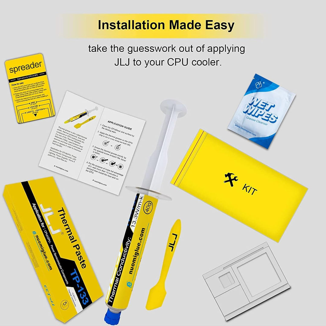 JLJ Wärmeleitpaste, 80g CPU Paste Wärmeleitpaste Kühlkörper enthalten 6 Werkzeugsätze für IC/Prozess
