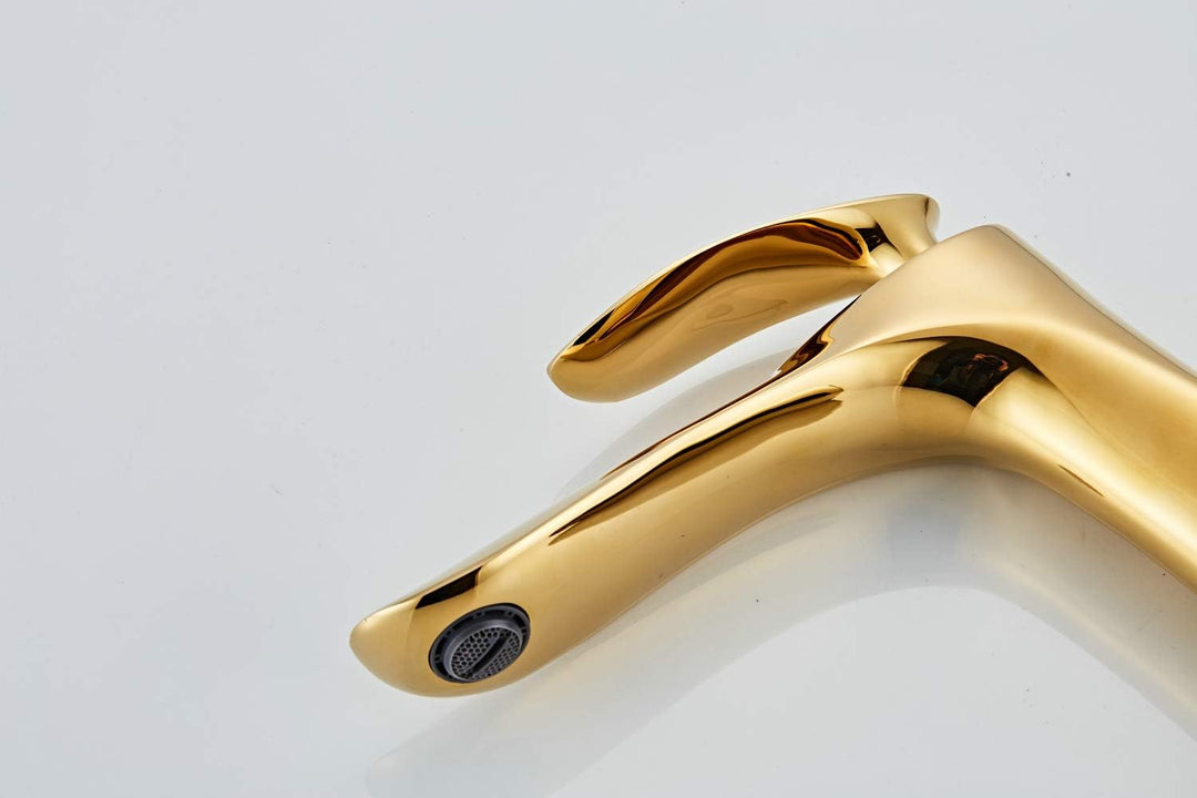 Leekayer Bad Waschbecken Wasserhahn Hoch Körper Einhand Einlochmontage Toilette Gold Chrom Messing,L