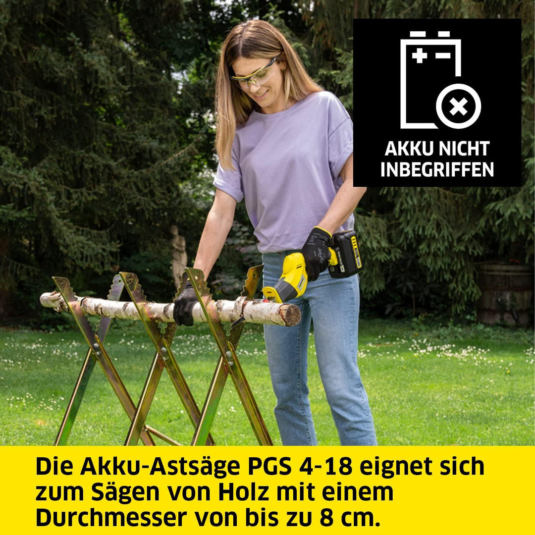 Kärcher 18 V Akku-Astsäge PGS 4-18, für Äste mit einem Durchmesser von bis zu 8 cm, abnehmbarer Astb