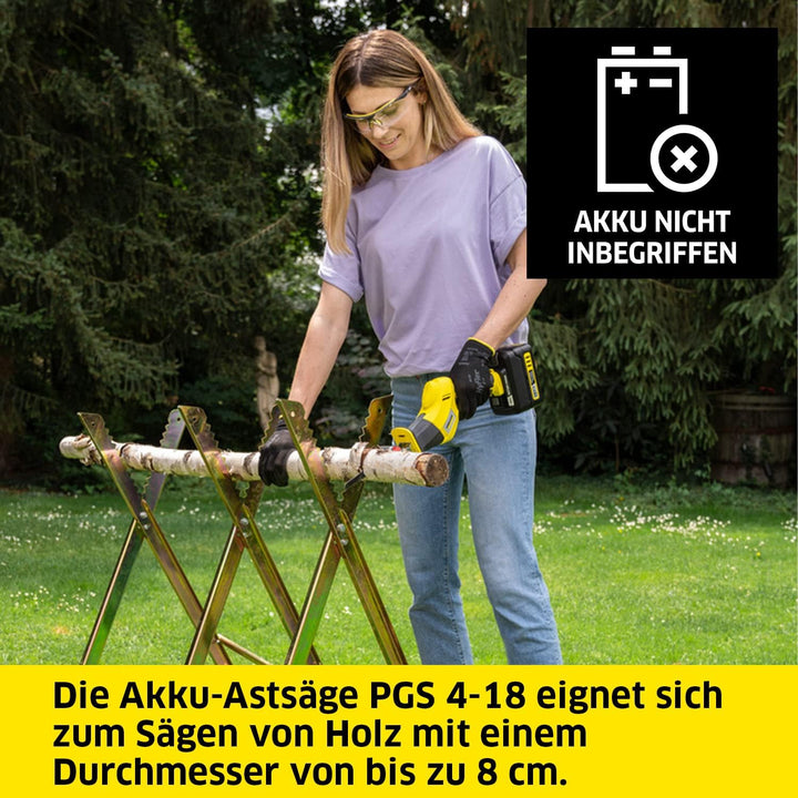 Kärcher 18 V Akku-Astsäge PGS 4-18, für Äste mit einem Durchmesser von bis zu 8 cm, abnehmbarer Astb