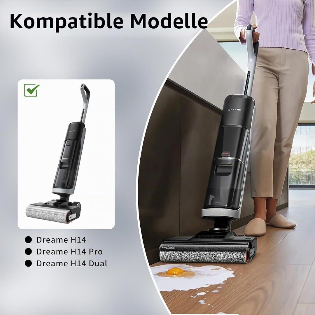 Zubehör Ersatzteile für Dreame H14 Pro, 2 Rollenbürsten 3 HEPA-Filter für Dreame H14, H14 Dual Boden