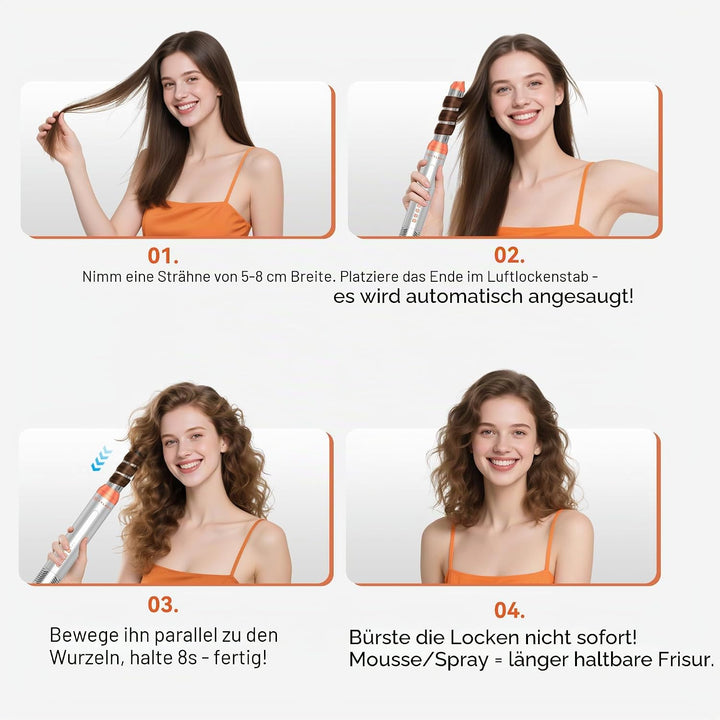 6 in 1 Hairstyler, 110000 U/MIN Haartrockner & Haarstyler Set mit Rundbürstenföhn, Warmluftbürste, T