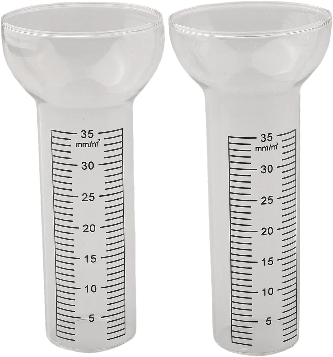 Regenmesser, 2 Stück, Ersatzglas für Outdoor-Regenmesser, 1mm bis 35mm, Niederschlagsmesser, Glas, R