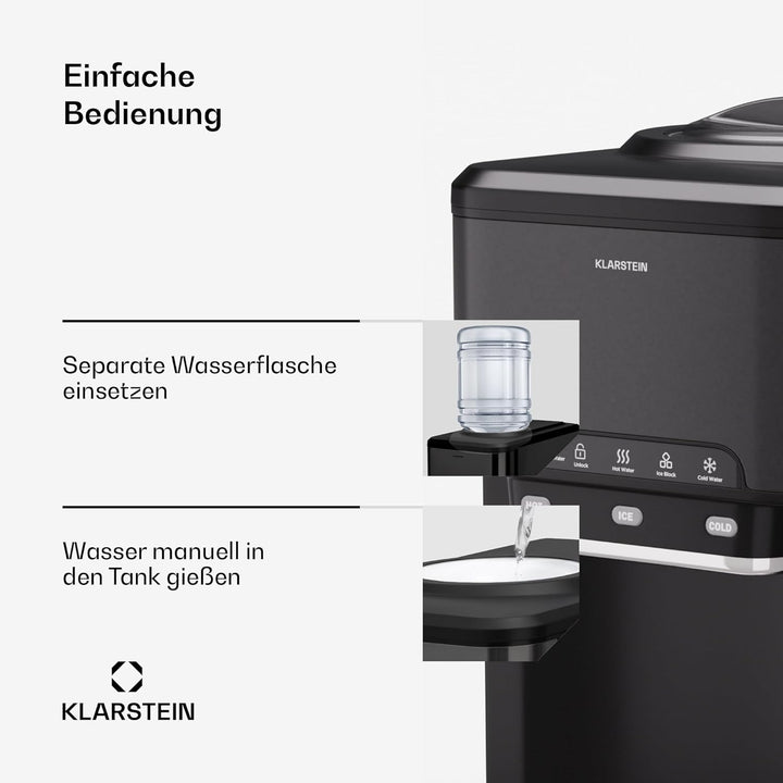 Klarstein Eiswürfelmaschine für Zuhause Camping Gastro, Schnelle Mini Eiswürfelmaschine Klein, Profi