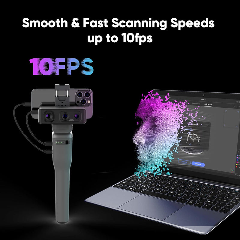 3DMakerpro Seal 3D-Scanner für 3D-Drucker mit 0,01 mm Genauigkeit, 24-Bit-Farbkamera, bis zu 10 FPS