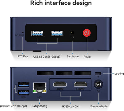 Beelink Mini PC, Intel 12th Gen Alder Lake- N95(bis zu 3.4GHz), 8GB DDR4 RAM 256GB SSD, Mini S12 Des