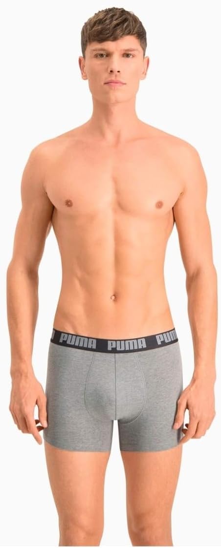 PUMA Herren Basic Boxer Boxer Briefs (2er Pack) S 691 - Dark Grey Melange / Black, S 691 - Dark Grey