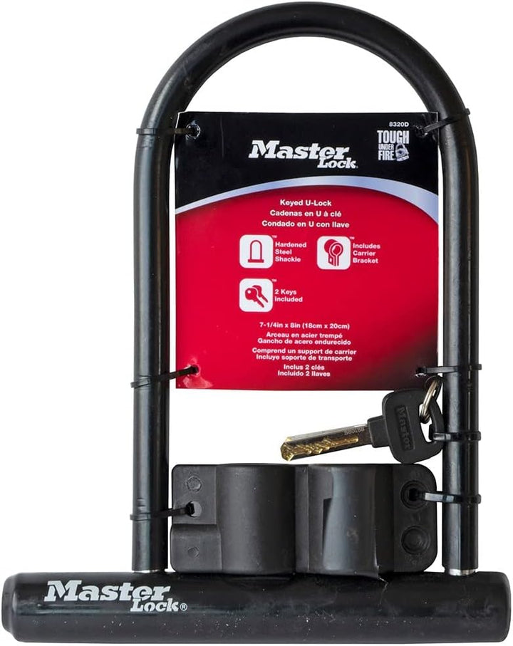 Master Lock 8320D Bügelschloss mit Schlüssel, 19,8 x 20,3 cm Master Lock 7-1/4 inch U-lock Schloss,