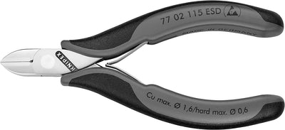 Knipex Elektronik-Seitenschneider ESD mit Mehrkomponenten-Hüllen 115 mm 77 02 115 ESD runder Kopf, m