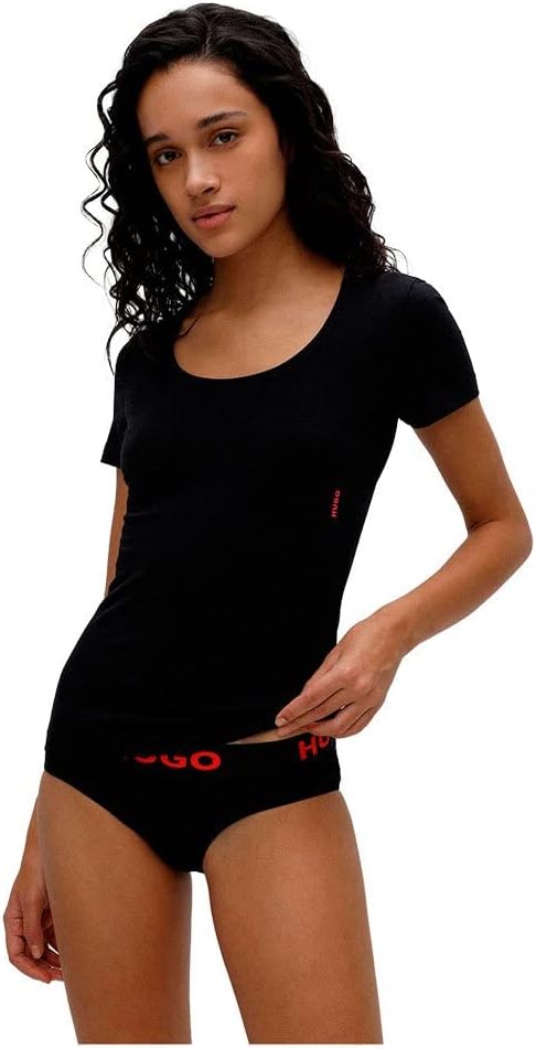 HUGO Damen Twin Rn T-Shirt (2er Pack) L Black1, L Black1