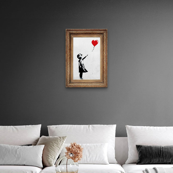 Giallobus - Gemälde - Banksy - - Standardleinwand - 50x70-17 - Baby Mädchen Ballonrahmen - Bereit zu