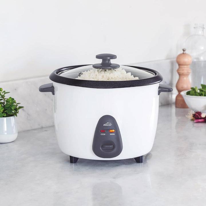 Lacor - 69441 - Elektrischer Reiskocher 1 L, 5 Portionen, ECO Antihaftbeschichtung, Glasdeckel, Kont