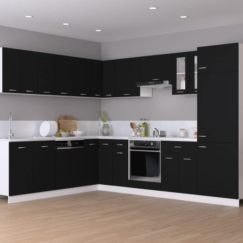 homiuse Hängeschränke 2 STK. Schwarz 50x31x60 cm Holz KüChenschrank HäNgeschrank KüChe Vorratsschran