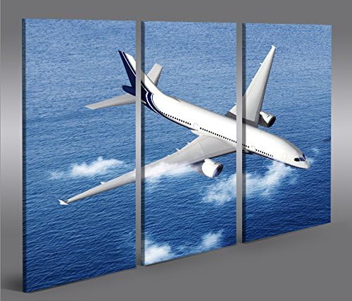 islandburner Bild Bilder auf Leinwand Flugzeug über dem Meer Fliegerei 3p XXL Poster Leinwandbild Wa