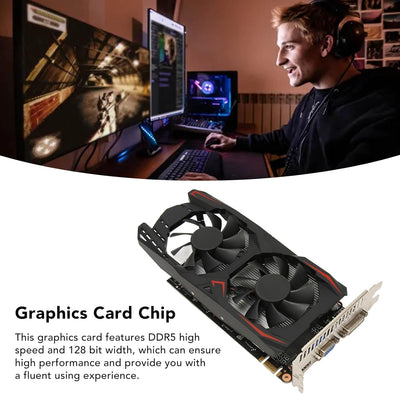 ciciglow GTX1050Ti Grafikkarte, 4 GB 128 Bit DDR5 Computer-Grafikkarten 650/1800 MHz Dual-Lüfter VGA