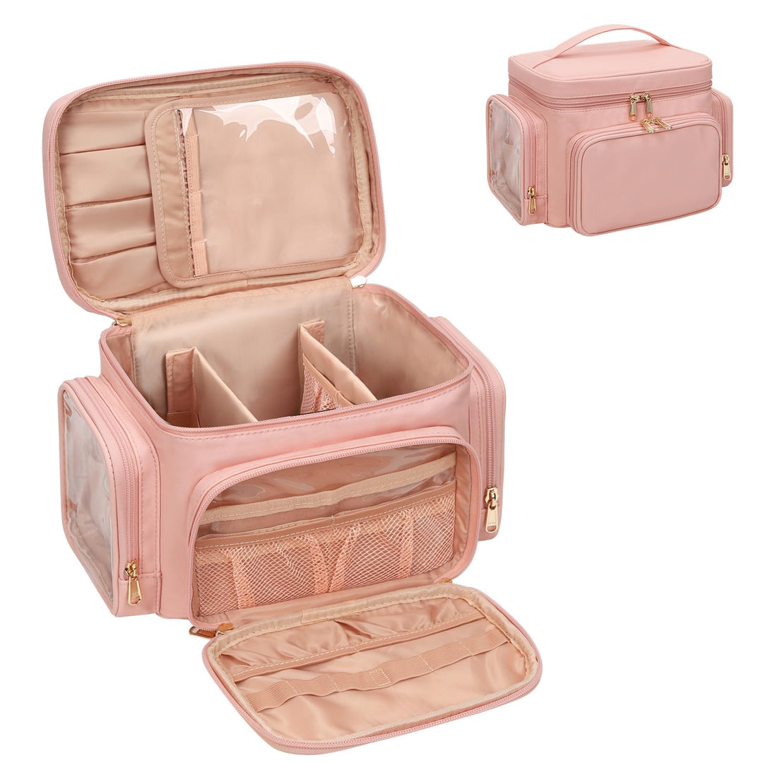 Kosmetiktasche Gross, Reise Make Up Tasche Damen Schminktasche mit Pinselhalter Fach, Portable Makeu